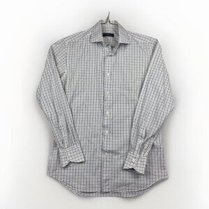 Canali Dress Shirt Mens 38 / 15 Purple Plaid Button Up Luxury Designer Italy **